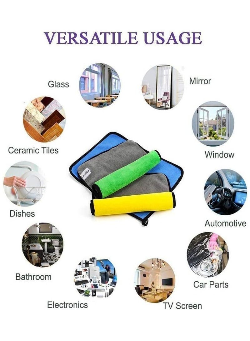 🚗طقم مناشف تنظيف السيارة – 6 مناشف ميكروفايبر (40×40 سم) + 2 إسفنج، آمنة على الطلاء، فائقة الامتصاص ومتعددة الاستخدام لغسيل وتجفيف السيارة - Image 2