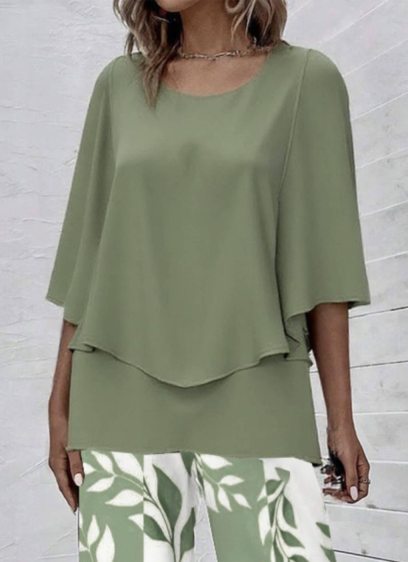 LOZ Lounge Sets for Women 2026 Summer Casual 3/4 Sleeve Shirts Wide Leg Pants Matching Tracksuit Sets Travel Outfits - Image 3