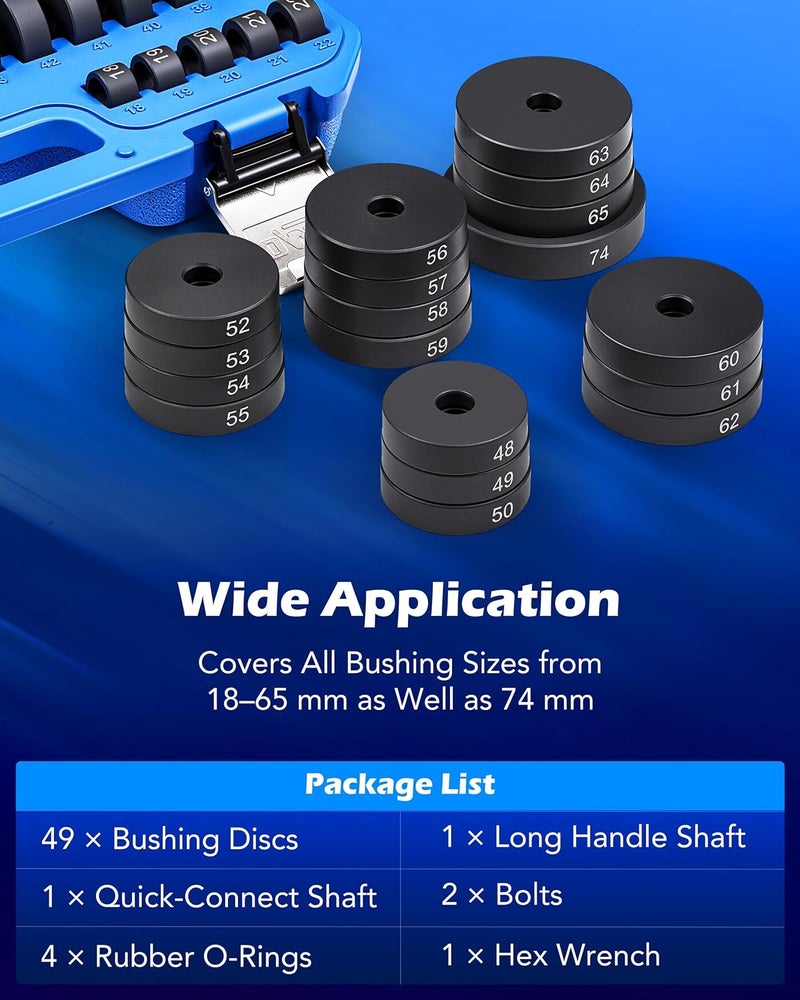 Orion Motor Tech مجموعة أدوات Orion Motor Tech المخصصة لتركيب وإزالة الحشوات (52 في 1)، بالإضافة إلى أدوات لتركيب وإزالة ختم محمل عجلة نقل الحركة وأدوات ضغط المحامل. - Image 3