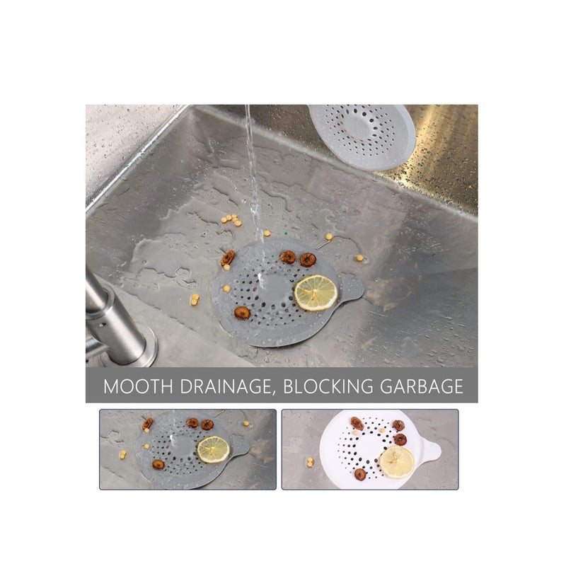 SOLARAE Shower Drain Hair Catcher, 4 Pcs Silicone Drain Protector, Sink Strainer Protector, with Suction Cups Strainer Trap, Strainer Plug Trap Filter Drain Covers for Sinks Bathroom, Bathtub, Kitchen - Image 4