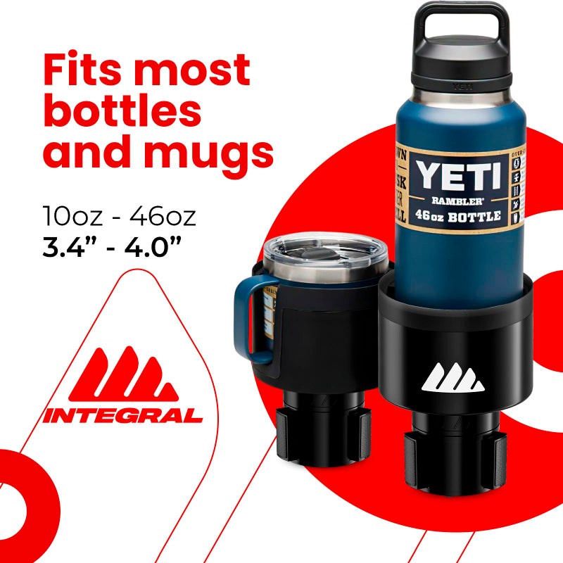 Integral [Upgraded] Integral Ultimate Car Cup Holder Expander - Adjustable Base - Organizer & Expander for Vehicles - Compatible with Mugs, Yeti 14/24/36/46oz, Rambler, Hydro Flasks 32/40oz, 3.4"-4.0" Bottles - Image 3