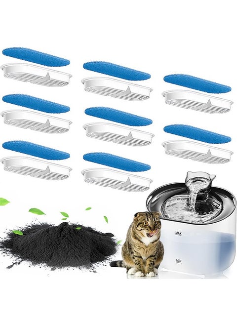 8PCS Cat Water Fountain Filters, BPA-Free Cat Replacement Fountain Filter, Built-In Resin and Activated Carbon for Filtration System