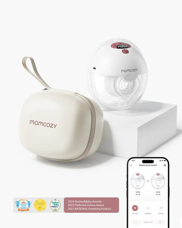 Momcozy M5 Smart APP Controlled Wearable Breast Pump, Hands-Free Wireless Electric Pump Single - Cozy Red - Image 2