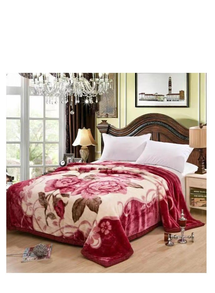 BAIG Fluffy king Winter thickened Raschel blanket double layer blanket wedding blanket outdoor camping travel Polyester Double Layer Solid mink Blanket 200*230CM - Image 1