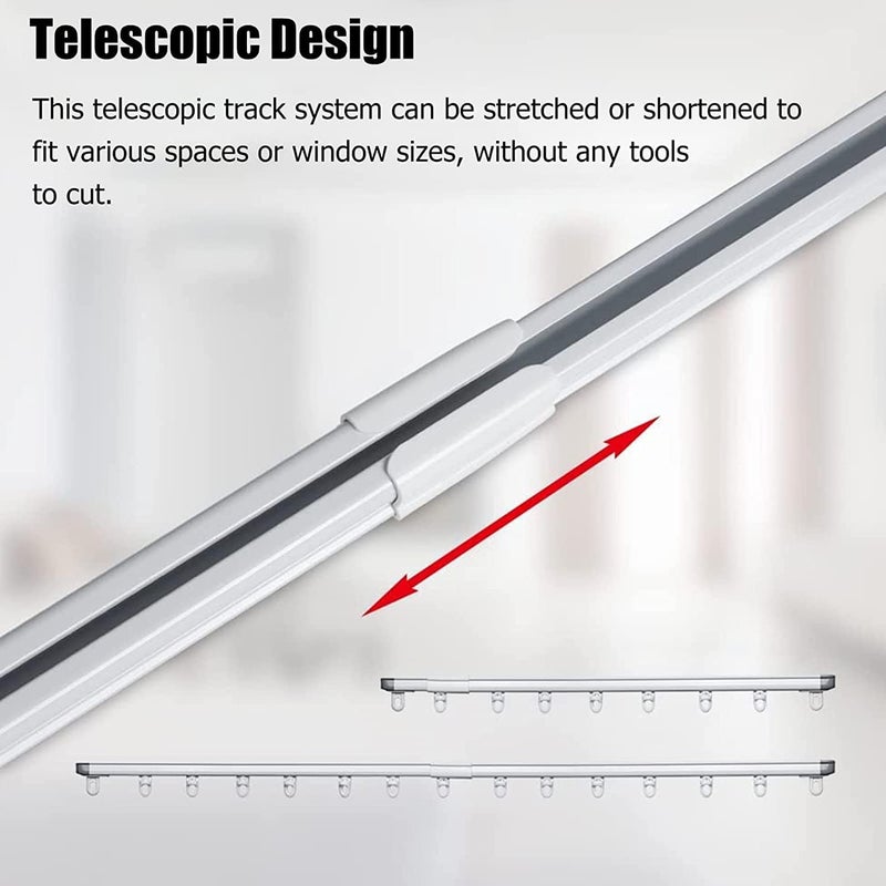 ZIVIK Retractable curtain track328in60inTopmounted Room Divider Curtain RodCeiling Rails Set with Silent Rollers and Hooks for Living aluminum alloy curtain box curtain rod White Pack Of 3 - Image 2