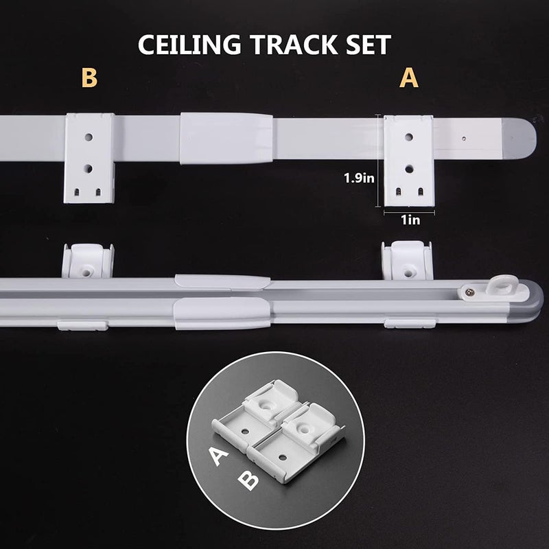 ZIVIK Retractable curtain track328in60inTopmounted Room Divider Curtain RodCeiling Rails Set with Silent Rollers and Hooks for Living aluminum alloy curtain box curtain rod White Pack Of 3 - Image 3