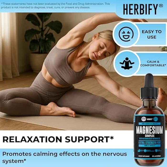 HERBIFY Magnesium Complex Drops - Magnesium Citrate Liquid Complex with Vitamin D Vitamin B6 Vitamin C - Potassium Supplement for Muscle, Mood, Heart & Nerve Support - Made in USA - 4 Oz - Image 5