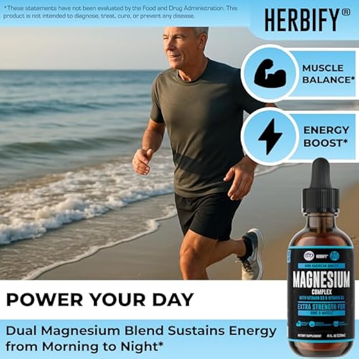 HERBIFY Magnesium Complex Drops - Magnesium Citrate Liquid Complex with Vitamin D Vitamin B6 Vitamin C - Potassium Supplement for Muscle, Mood, Heart & Nerve Support - Made in USA - 4 Oz - Image 4