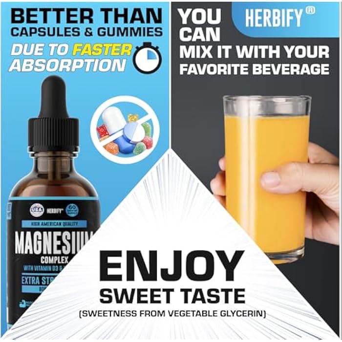 HERBIFY Magnesium Complex Drops - Magnesium Citrate Liquid Complex with Vitamin D Vitamin B6 Vitamin C - Potassium Supplement for Muscle, Mood, Heart & Nerve Support - Made in USA - 4 Oz - Image 2