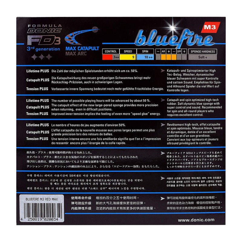 donic Blue Fire M3 Table Tennis Rubber, Colour - Red - Image 5