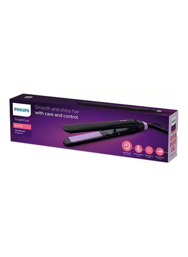 Philips BHS377 Straightcare Essential Thermoprotect Straightener Technology Keratin-Infused Plates 10 Tempersture Setting Black/Purple - Image 5