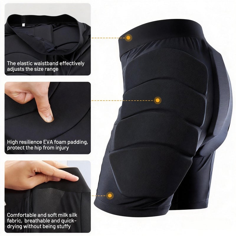 Tanden Padded Shorts Hip Impact Shorts Tailbone Protector Pad for Snowboarding Pads, Snowboard Butt Pad for Skating Ski Skateboarding Ice Figure Skating Crash Pads M - Image 4