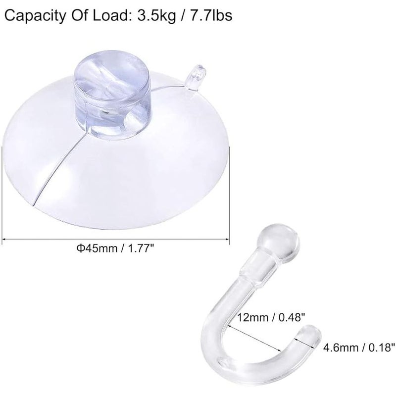 Clear PVC Suction Cup Hooks 45 mm Diameter for Home Kitchen Bathroom Pack of 12 - Image 2