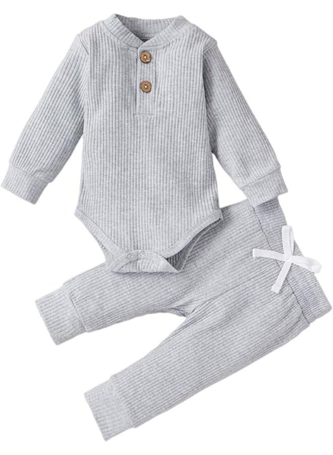 DOOKOO Winter Newborn Baby Boy Girl Clothes Set Ribbed - Image 1