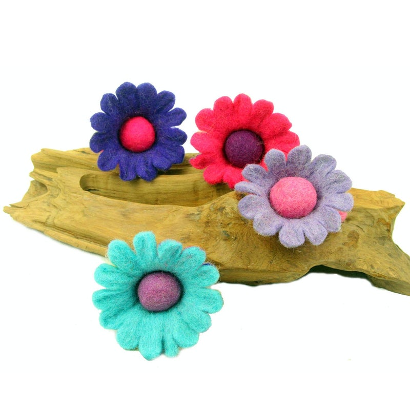 Global Crafts Hand Felted Colorful Flower Fairies - Set of 4 - Global Groove - Image 3