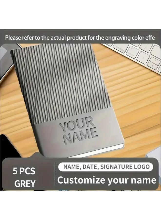 Personalized A5 Notebook Grey Soft PU Leather Journal Custom Name Phone Diary Gift - Image 1