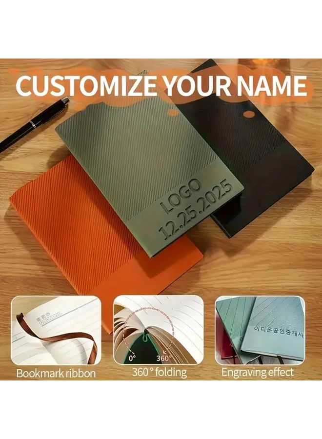 Personalized A5 Notebook Grey Soft PU Leather Journal Custom Name Phone Diary Gift - Image 4