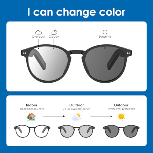 GetD AI Glasses for Men & Women, Smart Glasses Powered by ChatGPT, AI Real-time Translation with 147 Languages, Open Ear Bluetooth Glasses with Photochromic Lens for Daily Use, Travel - Image 5