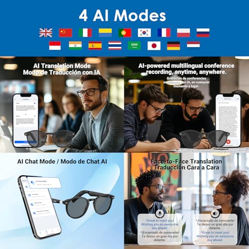 GetD AI Glasses for Men & Women, Smart Glasses Powered by ChatGPT, AI Real-time Translation with 147 Languages, Open Ear Bluetooth Glasses with Photochromic Lens for Daily Use, Travel - Image 4