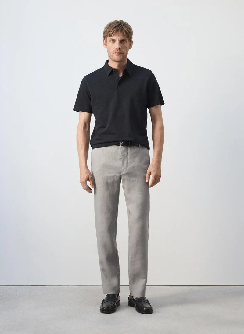 Mango Man 56-NAVY Slim-Fit Cotton-Piqué Polo Shirt for Men | Best Price UAE