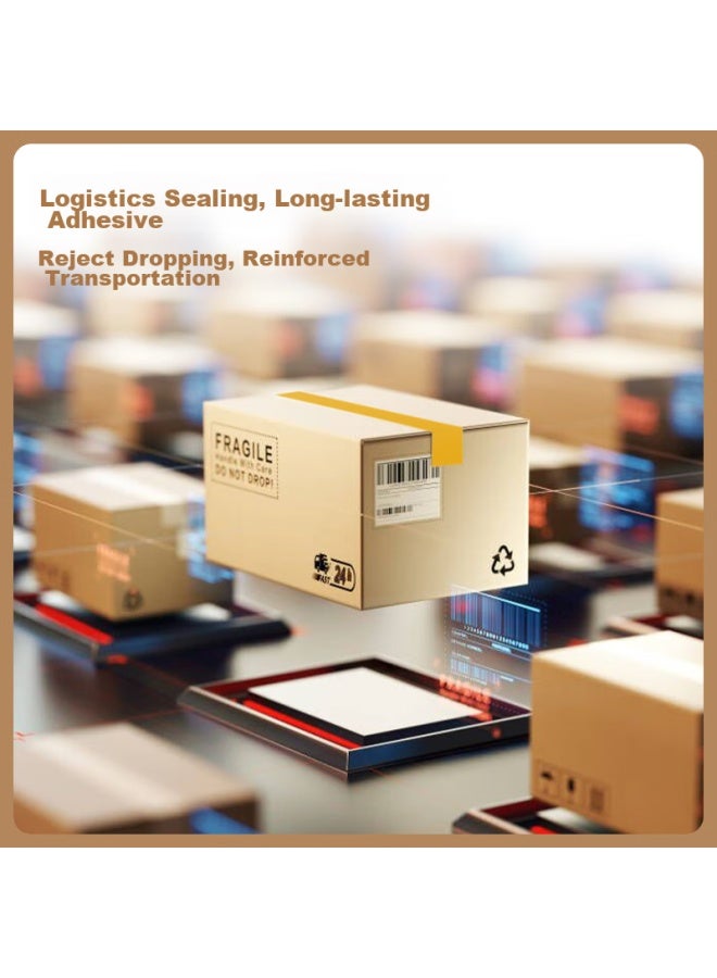 ديلي Deli Brand شريط تغليف أصفر، 60mm*60m*50μm، 5 لفات، 33977، تغليف سريع، لفة كبيرة لختم الصناديق - Image 4