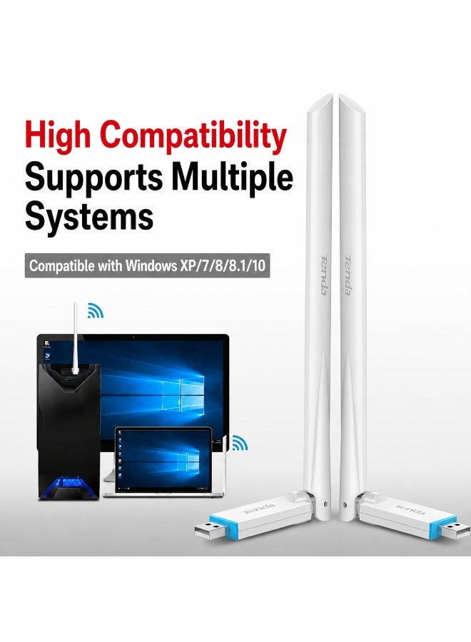 تندر محول واي فاي تندر AX300 Wi-Fi 6 USB موديل U2 | سرعة تصل إلى 286Mbps | هوائي عالي الكسب 6dBi | تثبيت بدون تعريف | USB 2.0 | متوافق مع Windows وLinux وUOS - Image 4
