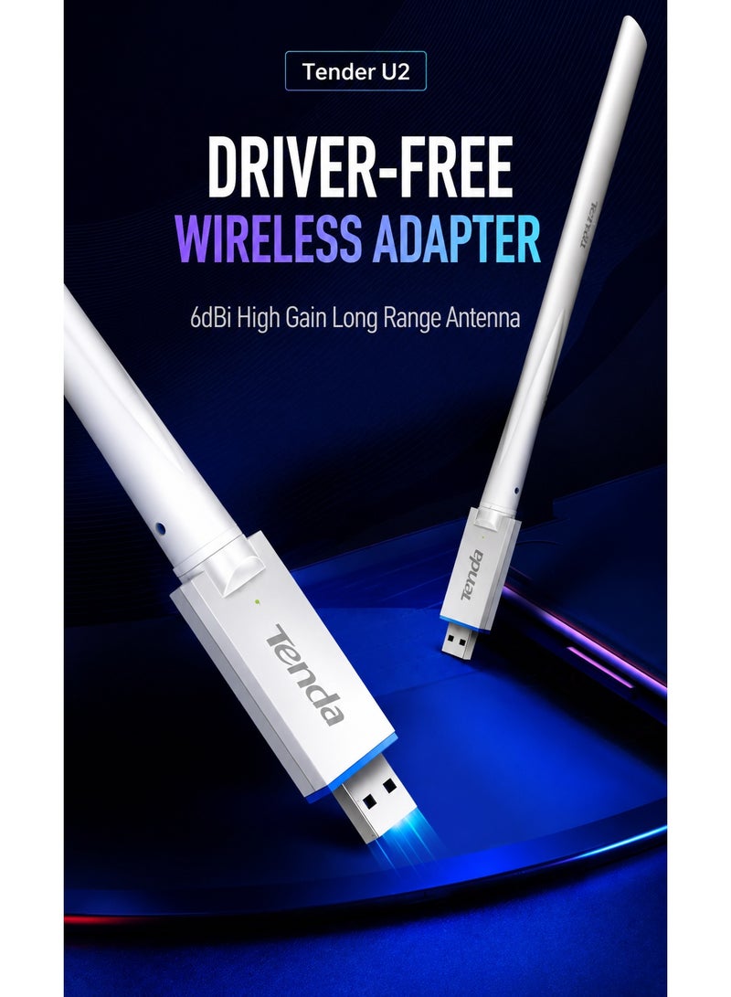 تندر محول واي فاي تندر AX300 Wi-Fi 6 USB موديل U2 | سرعة تصل إلى 286Mbps | هوائي عالي الكسب 6dBi | تثبيت بدون تعريف | USB 2.0 | متوافق مع Windows وLinux وUOS - Image 5
