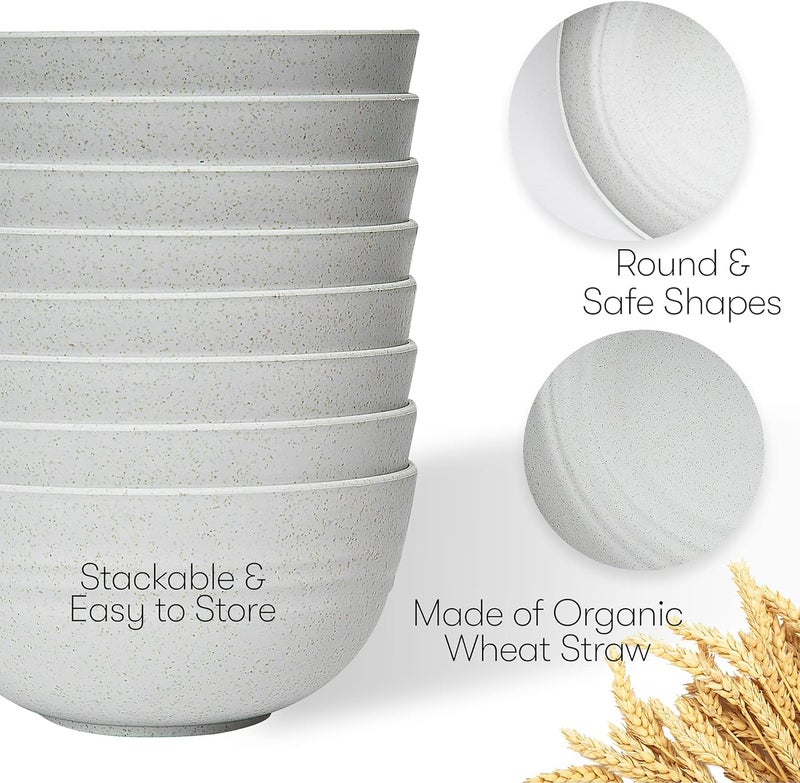 SWEVEN Wheat Straw Dinnerware Sets | Unbreakable Dinnerware Sets | Dishwasher Microwave Safe Dinnerware | Eco Friendly Non Breakable Dinnerware Sets | RV Outdoor Camping (Grey, Service for 8 (32 pcs)) - Image 3