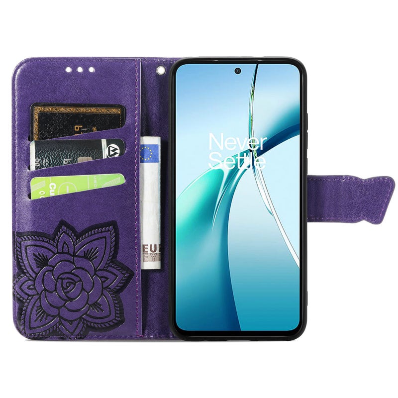 HuHa Protective Cover For Nothing Phone 2a Plus Butterfly Love Flower Embossed Leather Phone Case(Purple) - Image 3
