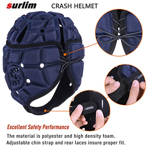 Surlim Soft Helmet for Flag Football Scrum Cap Soft Shell Helmet Rugby Headgear for Youth Adults (Navy Blue, Large) - Image 4