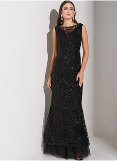 Namshi x Renee Farah Shimmer Plunge Neck Dress  - Image 1