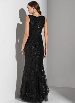 Namshi x Renee Farah Shimmer Plunge Neck Dress  - Image 2