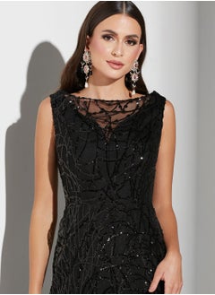 Namshi x Renee Farah Shimmer Plunge Neck Dress  - Image 3