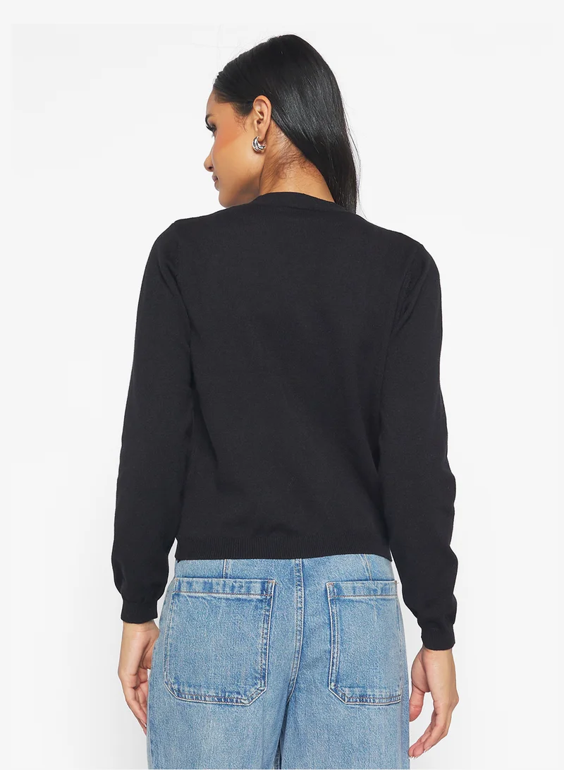 جينجر Knitted Embellished Cardigan