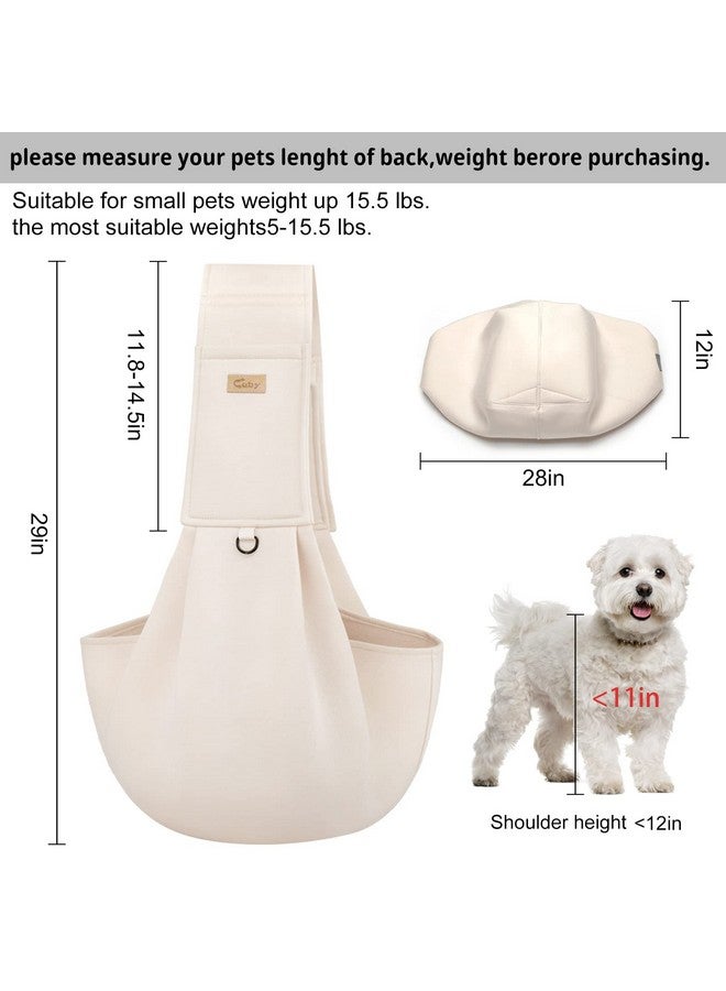 vrbabies Dog Sling Hands Free Dog Sling Carrier Adjustable Strap Dog Carrier Sling Soft Cotton Dog Carrier Bag Dog Carriers With Pocket For Travel Outdoor(Beige) - Image 5