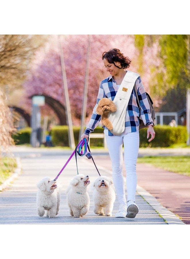 vrbabies Dog Sling Hands Free Dog Sling Carrier Adjustable Strap Dog Carrier Sling Soft Cotton Dog Carrier Bag Dog Carriers With Pocket For Travel Outdoor(Beige) - Image 2