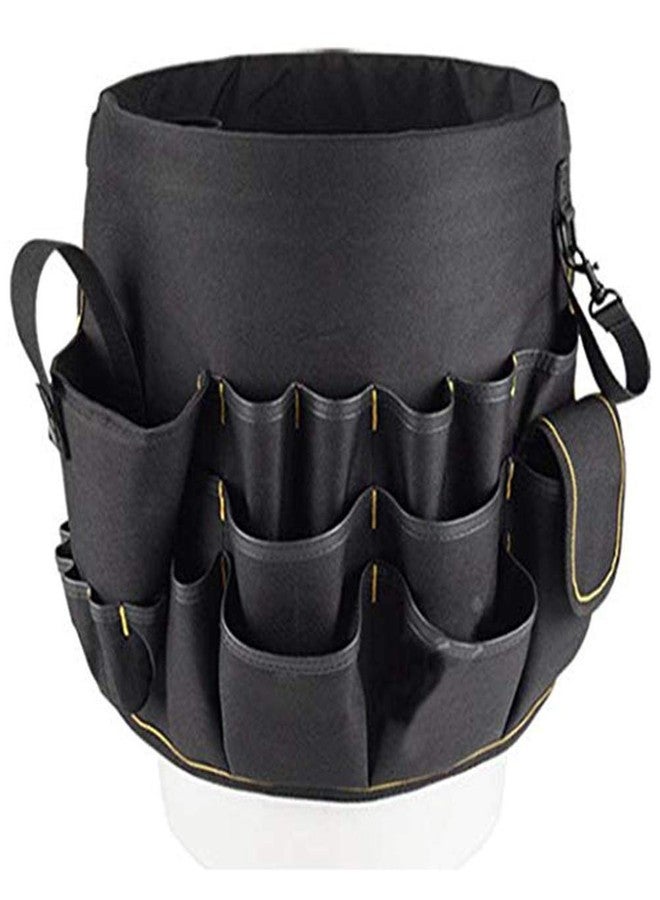 Zerodis Tools Bucket Tool Organizer, 56-Pocket, Black, Waterproof, 600D Oxford Cloth, Hanging Mount, 30cm Diameter, 10KG Load-Bearing, Ideal for DIY, Gardening, Construction, and More - Image 1