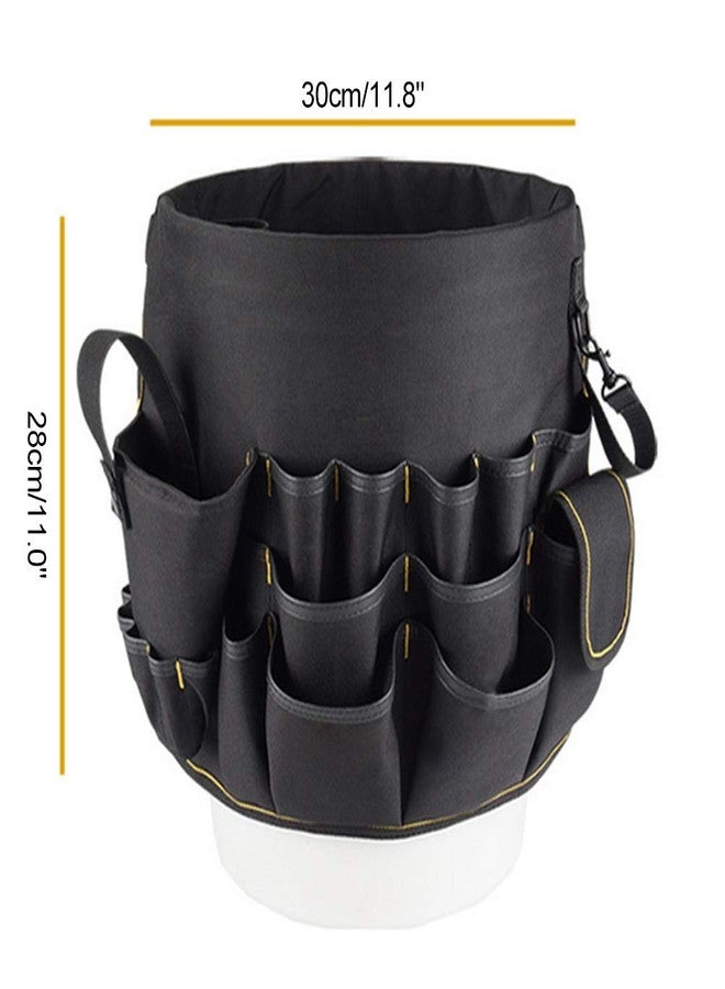 Zerodis Tools Bucket Tool Organizer, 56-Pocket, Black, Waterproof, 600D Oxford Cloth, Hanging Mount, 30cm Diameter, 10KG Load-Bearing, Ideal for DIY, Gardening, Construction, and More - Image 3