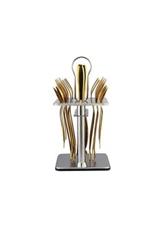 Berger 24 piece silverware flatware cutlery set with square stand, stainless steel includes 6 knife, 6 fork, 6 tea spoon, 6 dinner spoon, mirror polished, dishwasher safe  - Image 4