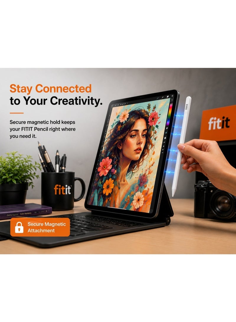 FITIT قلم FITIT اللاسلكي لجهاز iPad مع تقنية رفض راحة اليد، شحن USB-C، تثبيت مغناطيسي وكتابة دقيقة لجهاز iPad - Image 4