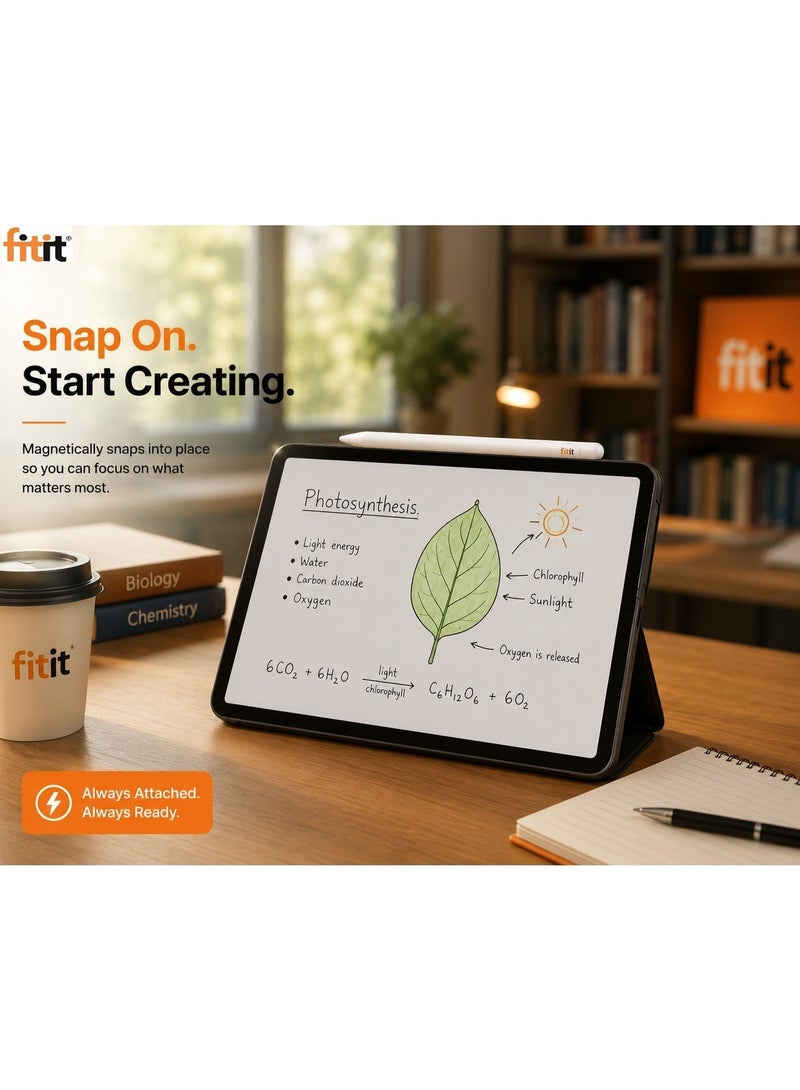 FITIT قلم FITIT اللاسلكي لجهاز iPad مع تقنية رفض راحة اليد، شحن USB-C، تثبيت مغناطيسي وكتابة دقيقة لجهاز iPad - Image 5