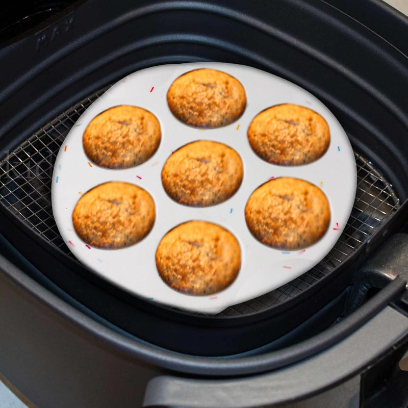 SHEbaking Silicone Egg Bite Molds Air Fryer Muffin Pan for Baking Non-Stick Silicone Egg Molds 7 Cups Air Fryer Cupcake Mold for Mini Muffins, Tart, Mini Cupcake BPA Free - Image 2