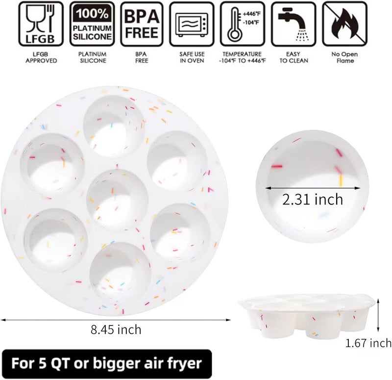SHEbaking Silicone Egg Bite Molds Air Fryer Muffin Pan for Baking Non-Stick Silicone Egg Molds 7 Cups Air Fryer Cupcake Mold for Mini Muffins, Tart, Mini Cupcake BPA Free - Image 3