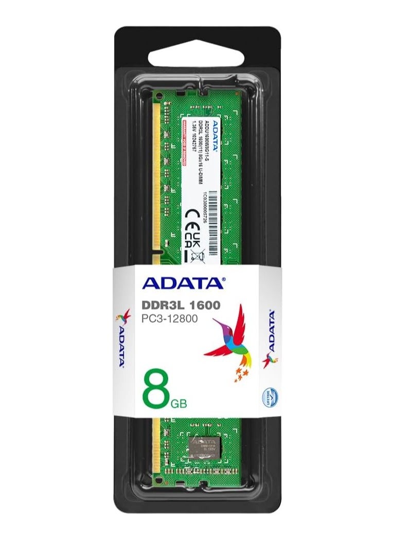 ADATA ADATA ADDU1600W8G11-S Memory Module 8GB (1x 8GB) DDR3L 1600MHz DIMM Green 