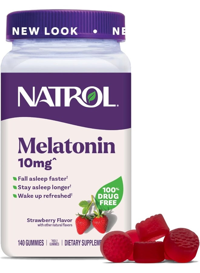 ناترول مكملات الميلاتونين بنكهة الفراولة 10 ملغ 140 حبة جيلاتينية - Image 1