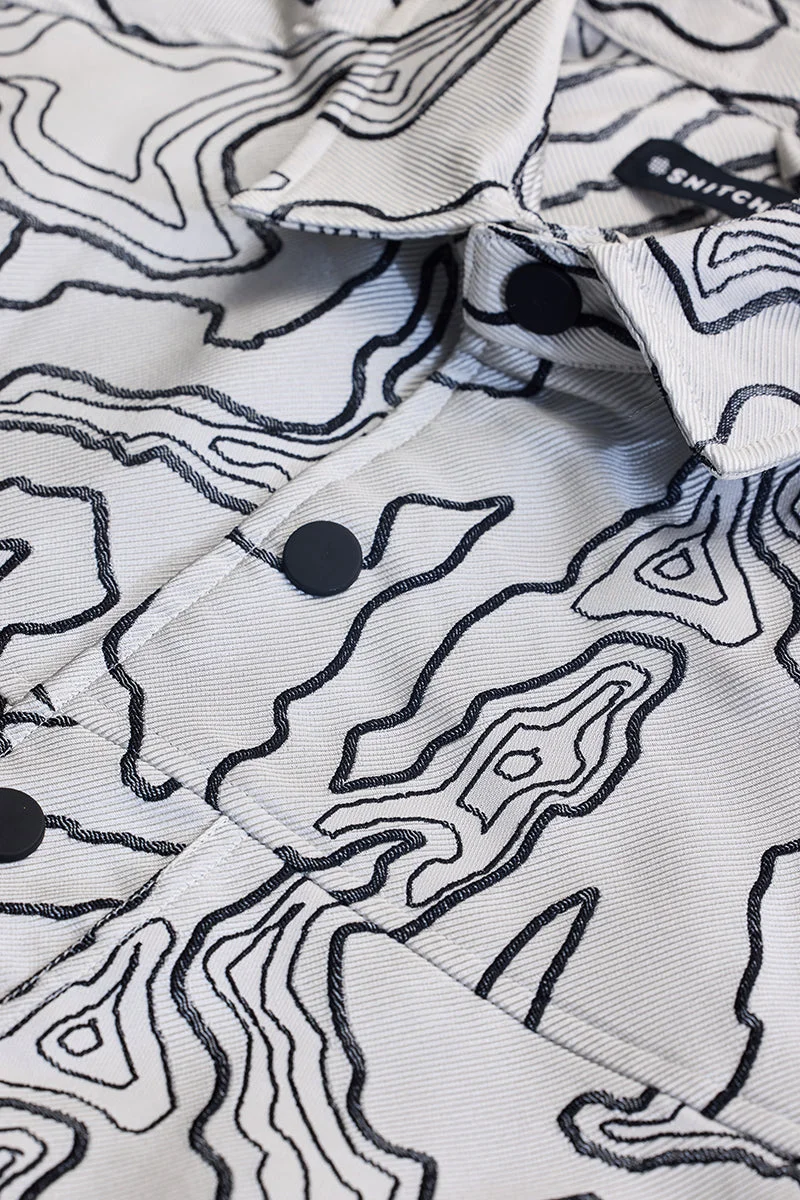 SNITCH قميص فضفاض أبيض بتصميم تجريدي