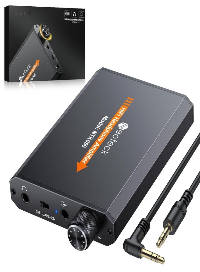 Neoteck مضخم سماعات الرأس المحمول Neoteck 3.5mm مع مفتاح زيادة من مرحلتين، 16-300 أوم، سطح ألومنيوم غير لامع - Image 1