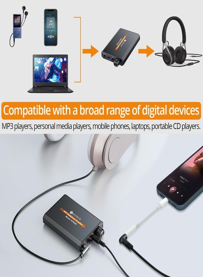 Neoteck مضخم سماعات الرأس المحمول Neoteck 3.5mm مع مفتاح زيادة من مرحلتين، 16-300 أوم، سطح ألومنيوم غير لامع - Image 4