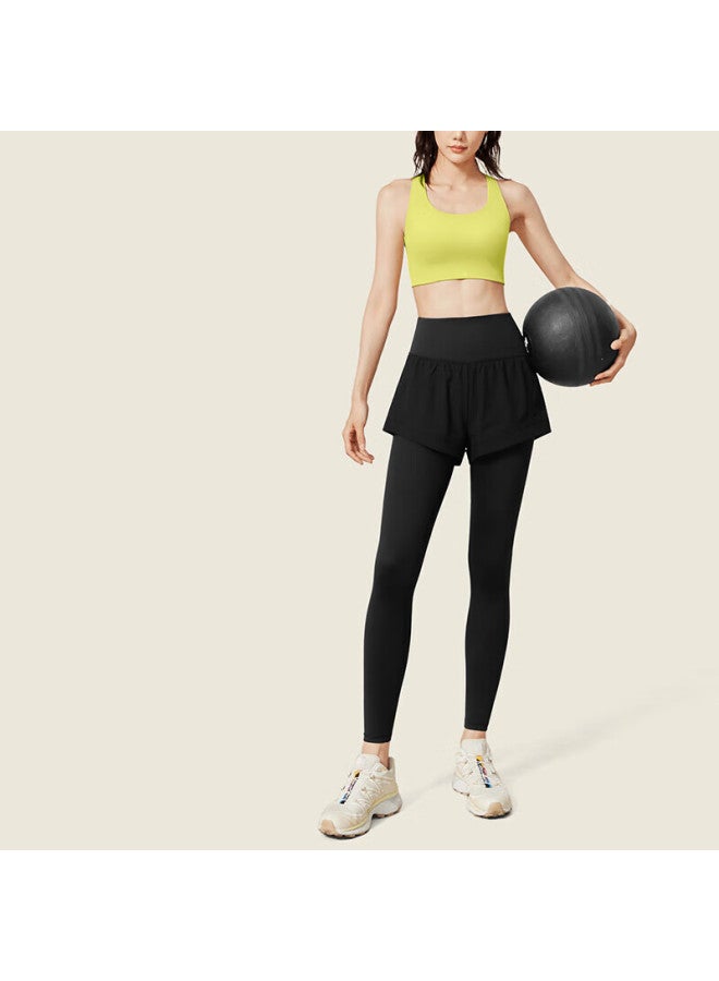 Vfu Faux Two-piece Yoga Pants, High-intensity Fitness Wear, Suitable For Outdoor Wear, Running, Fitness, And Sports Pants, Black, XL - Image 2