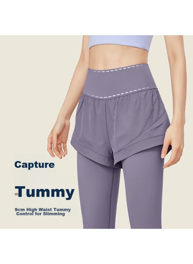 Vfu Faux Two-piece Yoga Pants, High-intensity Fitness Wear, Suitable For Outdoor Wear, Running, Fitness, And Sports Pants, Black, XL - Image 4